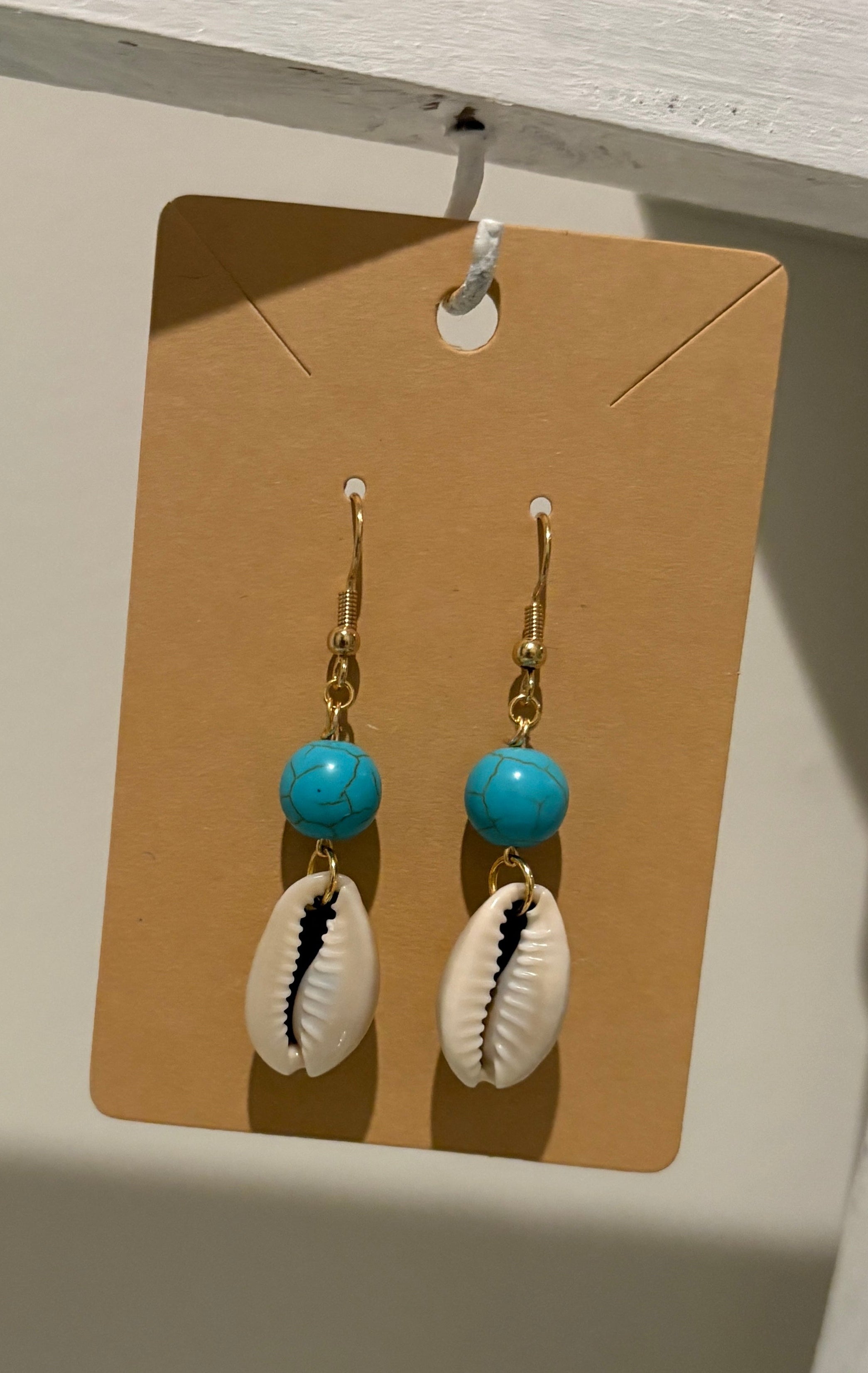 White Cowrie Earrings - 18k Gold