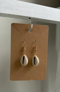 White Cowrie Earrings - 18k Gold