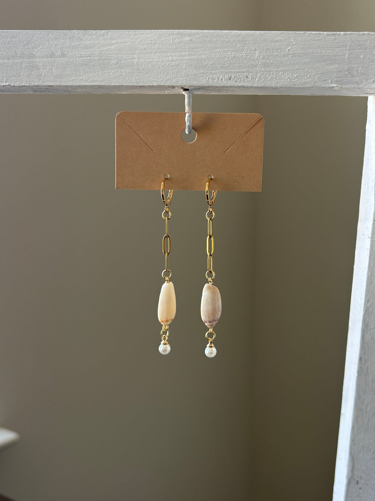 Florida Olive Shell Dangle Earrings